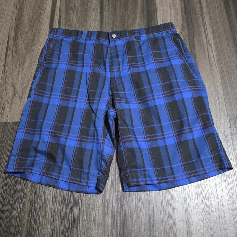 Callaway X Series Men's Golf Shorts Size 34 Blue Black Plaid Performance Active